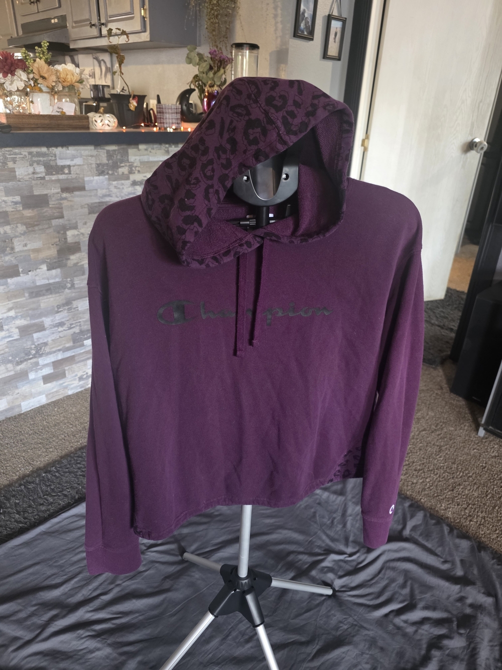 Champion Women's Purple Logo Hoodie Sweater